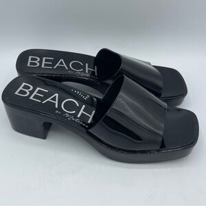 BEACH by Matisse Wade Womens Platform Sandals Casual Black Heeled Slides Size 9